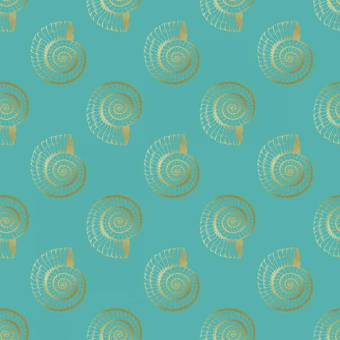 Golden Shell Pattern White Modern Wood Framed Art Print with Double Matting by Murdock, Ramona