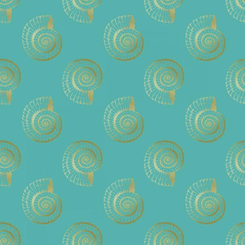 Golden Shell Pattern Black Modern Wood Framed Art Print by Murdock, Ramona