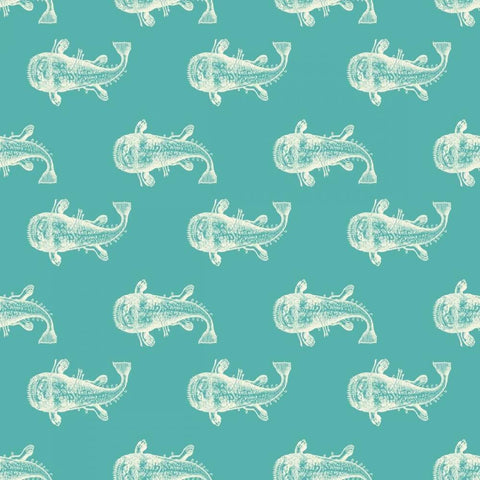 Monster Fish Pattern White Modern Wood Framed Art Print with Double Matting by Murdock, Ramona