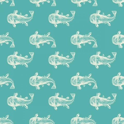 Monster Fish Pattern White Modern Wood Framed Art Print by Murdock, Ramona