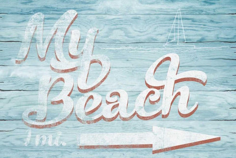 My Beach White Modern Wood Framed Art Print with Double Matting by Murdock, Ramona