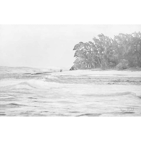 Walkin the Beach Black Modern Wood Framed Art Print by Murdock, Ramona