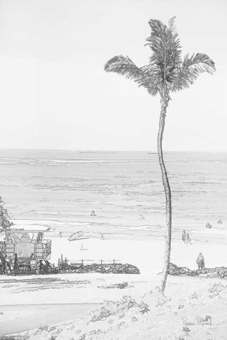 Swaying Palm II Black Ornate Wood Framed Art Print with Double Matting by Murdock, Ramona