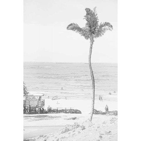 Swaying Palm II White Modern Wood Framed Art Print by Murdock, Ramona