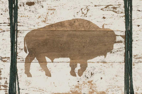 Buffalo in Reverse White Modern Wood Framed Art Print with Double Matting by Murdock, Ramona