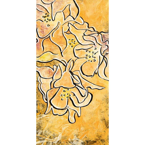 Floral Panel I Gold Ornate Wood Framed Art Print with Double Matting by Murdock, Ramona