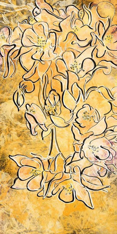 Floral Panel II White Modern Wood Framed Art Print with Double Matting by Murdock, Ramona