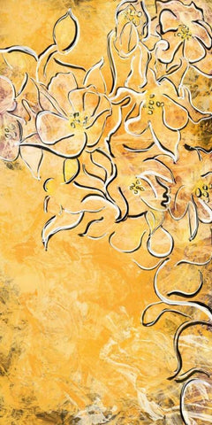 Floral Panel III White Modern Wood Framed Art Print with Double Matting by Murdock, Ramona