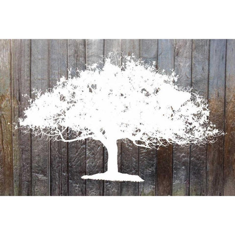 White Tree on Wood Gold Ornate Wood Framed Art Print with Double Matting by Murdock, Ramona