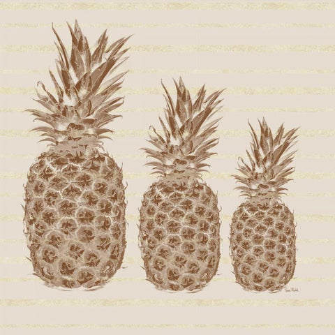 Three Pineapples Black Ornate Wood Framed Art Print with Double Matting by Murdock, Ramona
