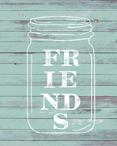 Friends Mason Jar Black Ornate Wood Framed Art Print with Double Matting by Murdock, Ramona