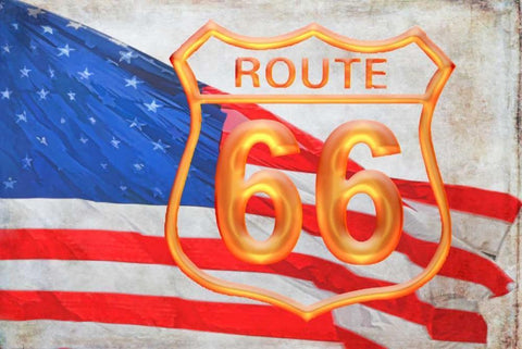 Route 66 White Modern Wood Framed Art Print with Double Matting by Murdock, Ramona