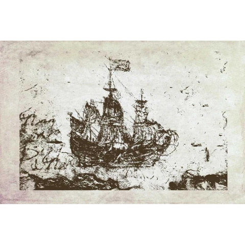 Primitive Frigate I Black Modern Wood Framed Art Print with Double Matting by Murdock, Ramona