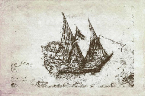 Primitive Frigate III White Modern Wood Framed Art Print with Double Matting by Murdock, Ramona