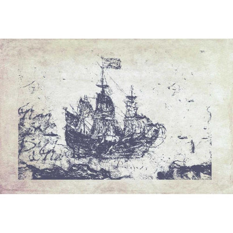 Navy Frigate I Gold Ornate Wood Framed Art Print with Double Matting by Murdock, Ramona