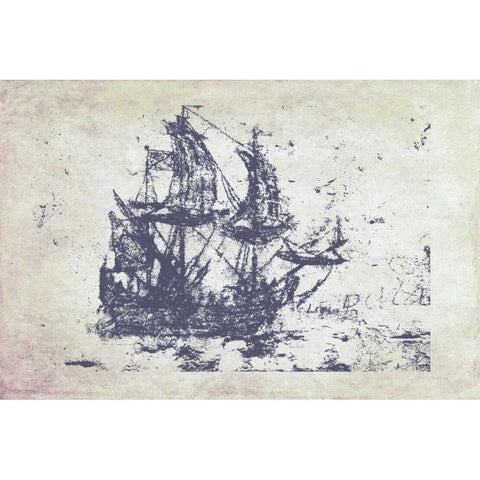 Navy Frigate II Black Modern Wood Framed Art Print with Double Matting by Murdock, Ramona