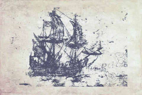 Navy Frigate II White Modern Wood Framed Art Print with Double Matting by Murdock, Ramona