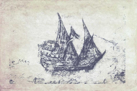 Navy Frigate III White Modern Wood Framed Art Print with Double Matting by Murdock, Ramona