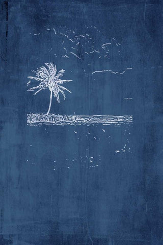 Navy Beach Palm I Black Ornate Wood Framed Art Print with Double Matting by Murdock, Ramona