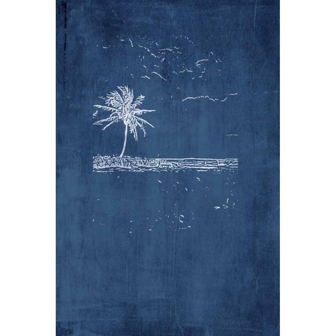 Navy Beach Palm I White Modern Wood Framed Art Print by Murdock, Ramona