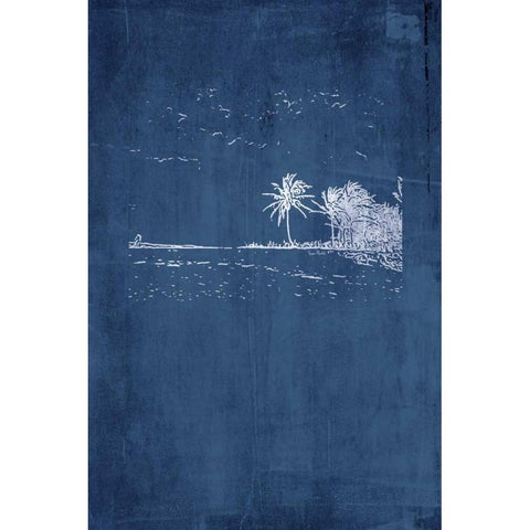 Navy Beach Palm II Gold Ornate Wood Framed Art Print with Double Matting by Murdock, Ramona