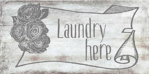 Laundry Here White Modern Wood Framed Art Print with Double Matting by Murdock, Ramona