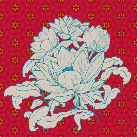 Lotus Bouquet I White Modern Wood Framed Art Print by Murdock, Ramona