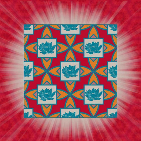 Lotus Tile Colored White Modern Wood Framed Art Print by Murdock, Ramona