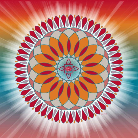 Mandala Black Ornate Wood Framed Art Print with Double Matting by Murdock, Ramona