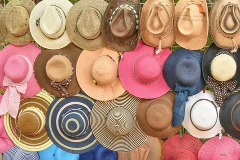 More Hats White Modern Wood Framed Art Print with Double Matting by Murdock, Ramona