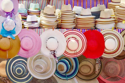 Tourist Hats White Modern Wood Framed Art Print with Double Matting by Murdock, Ramona