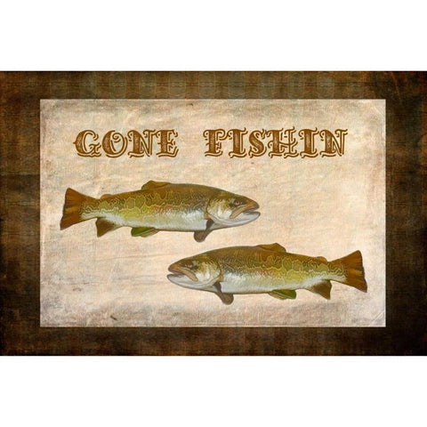 Gone Fishin Gold Ornate Wood Framed Art Print with Double Matting by Murdock, Ramona