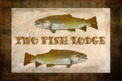 Tow Fish Lodge II Black Ornate Wood Framed Art Print with Double Matting by Murdock, Ramona