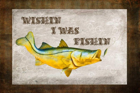 Wishin I Was Fishin III Black Ornate Wood Framed Art Print with Double Matting by Murdock, Ramona