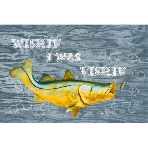 Wishin I Was Fishin Gold Ornate Wood Framed Art Print with Double Matting by Murdock, Ramona