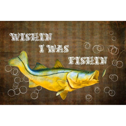 Wishin I Was Fishin II Gold Ornate Wood Framed Art Print with Double Matting by Murdock, Ramona