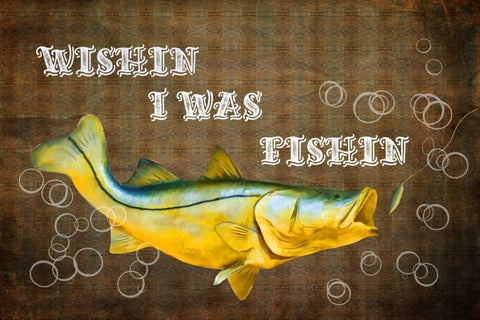 Wishin I Was Fishin II Black Ornate Wood Framed Art Print with Double Matting by Murdock, Ramona