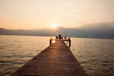 Summer at the Lake Black Ornate Wood Framed Art Print with Double Matting by Murdock, Ramona