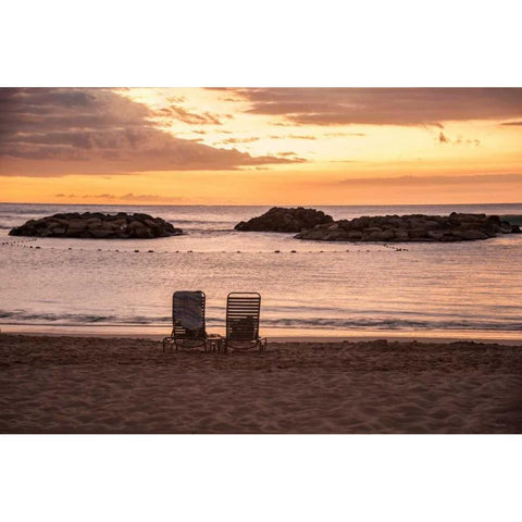 Sunset on The Beach II Black Modern Wood Framed Art Print with Double Matting by Murdock, Ramona
