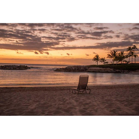 Sunset on The Beach Black Modern Wood Framed Art Print with Double Matting by Murdock, Ramona