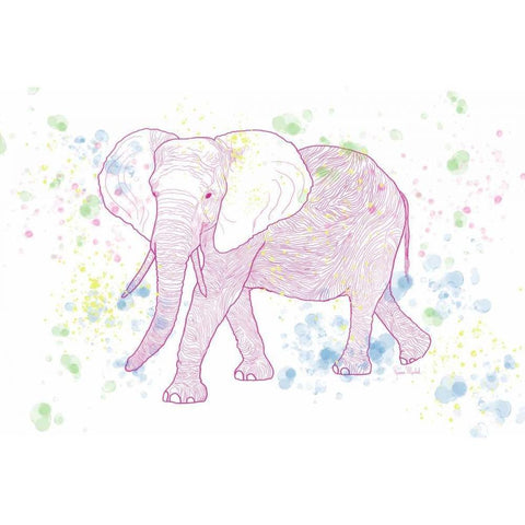 Happy Mama Elephant Black Modern Wood Framed Art Print with Double Matting by Murdock, Ramona