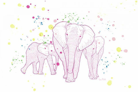 Happy Elephant White Modern Wood Framed Art Print with Double Matting by Murdock, Ramona