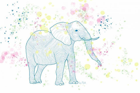 Happy Elephant II White Modern Wood Framed Art Print with Double Matting by Murdock, Ramona