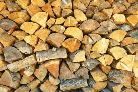 Wood Pile II White Modern Wood Framed Art Print with Double Matting by Murdock, Ramona