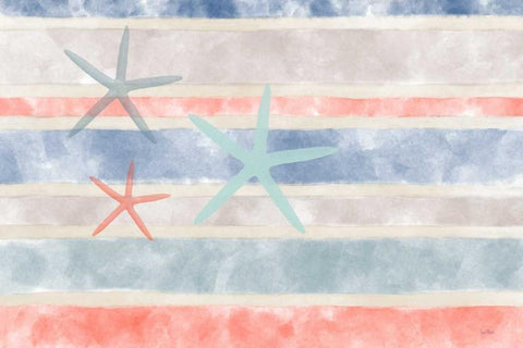 Coastal Stripe II Black Ornate Wood Framed Art Print with Double Matting by Murdock, Ramona