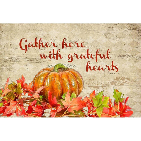 Gather with Thankful Hearts Black Modern Wood Framed Art Print with Double Matting by Murdock, Ramona