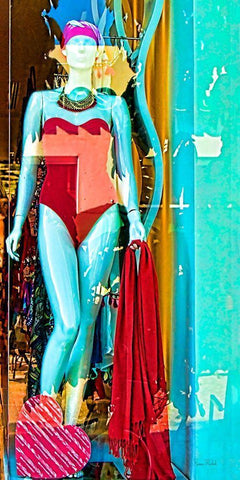 Lady on Display I Black Ornate Wood Framed Art Print with Double Matting by Murdock, Ramona