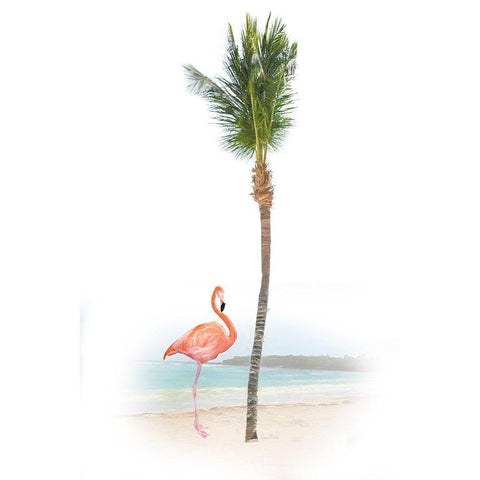 Flamingo in Paradise White Modern Wood Framed Art Print by Murdock, Ramona
