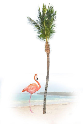 Flamingo in Paradise Black Ornate Wood Framed Art Print with Double Matting by Murdock, Ramona