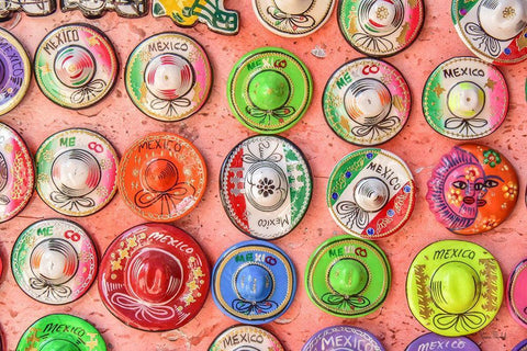 Mexico Hats White Modern Wood Framed Art Print with Double Matting by Murdock, Ramona